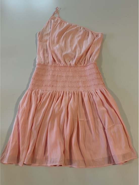 Ramy Brook Dresses & Skirts - Ramy Brook Pink One Shoulder Smocked Waist Mini Dress Size Small